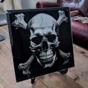25cm Square Bevelled Mirror with Engraving by Baphomet